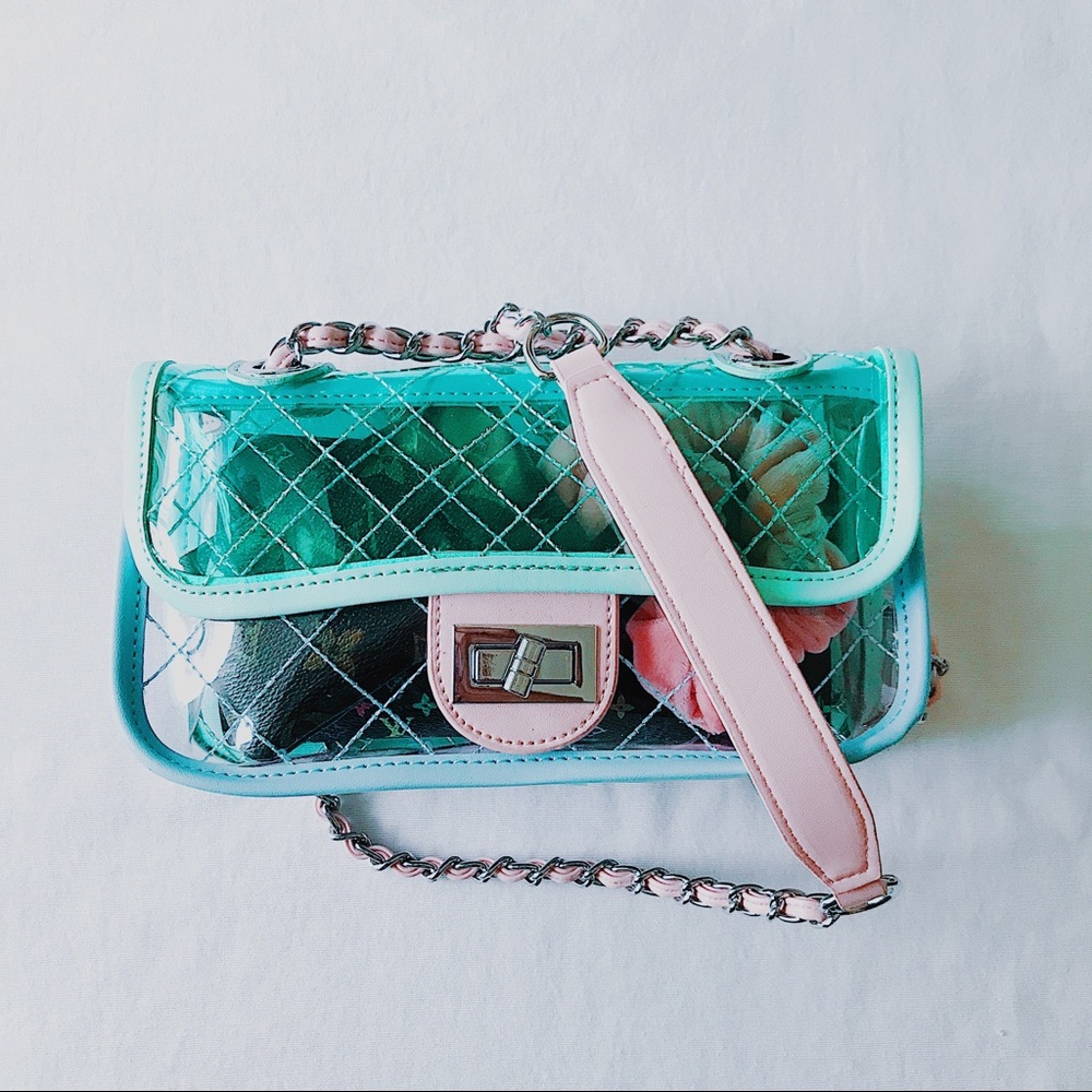 Designer inspired transparent clear bag crossbody